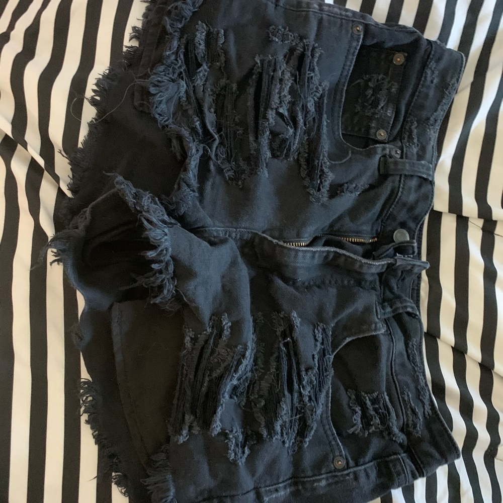 Black Ripped A&E shorts
